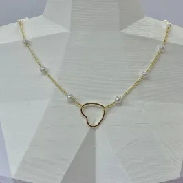 CHOKER PÉROLA E CORAÇÃO CO1075