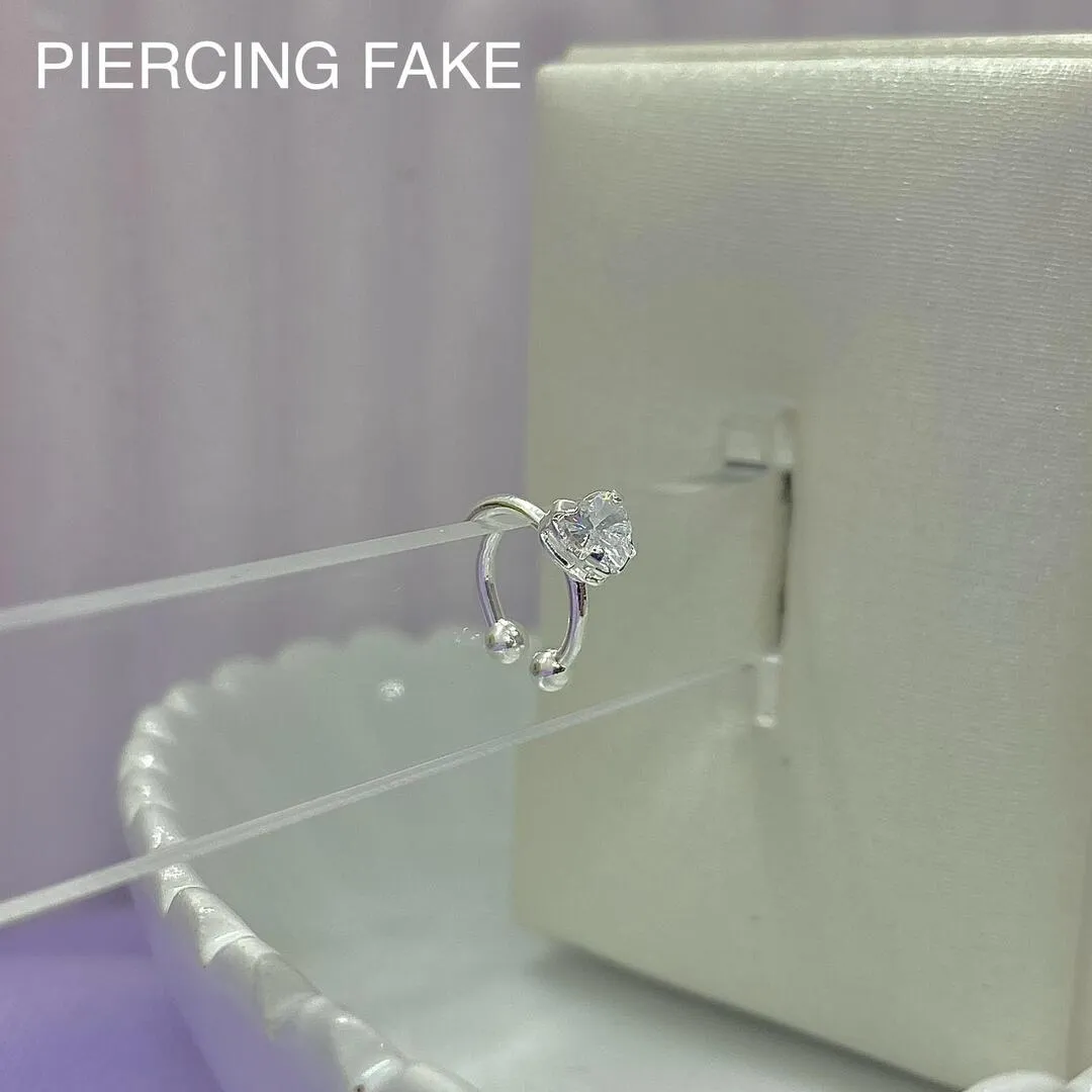 PIERCING FAKE PEDRA ZIRCÔNIA CORAÇÃO PFP1057