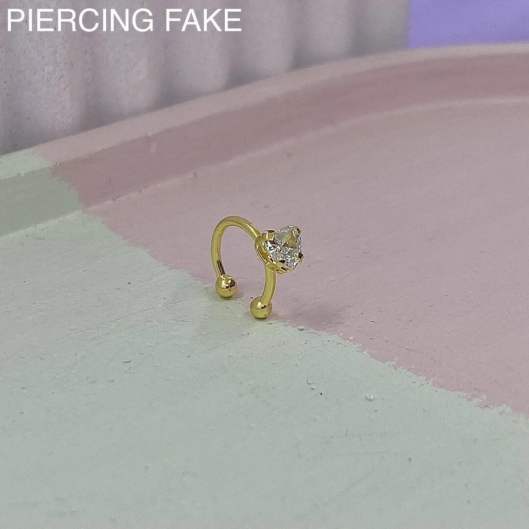 PIERCING FAKE PEDRA ZIRCÔNIA CORAÇÃO PFO1068