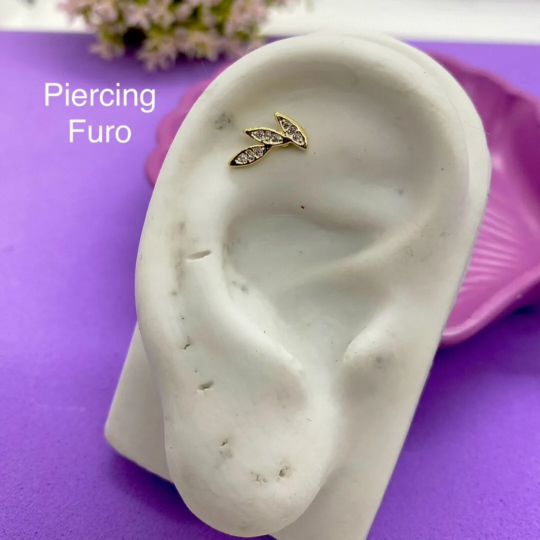 PIERCING FURO FOLHAS CRAVEJADO (FLAT, HELIX, CONCH) PCO1100