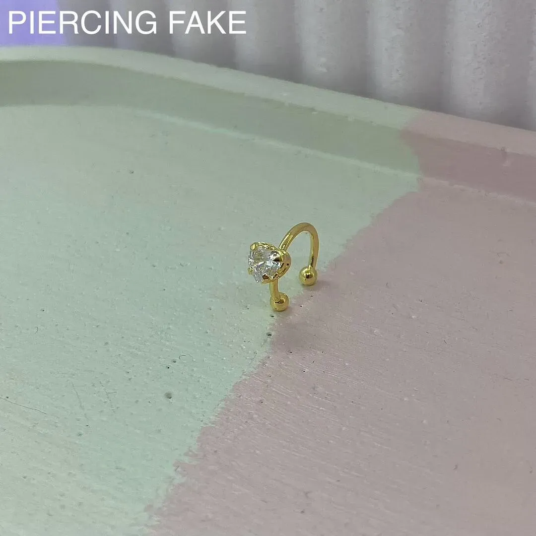 PIERCING FAKE PEDRA ZIRCÔNIA CORAÇÃO PFO1068