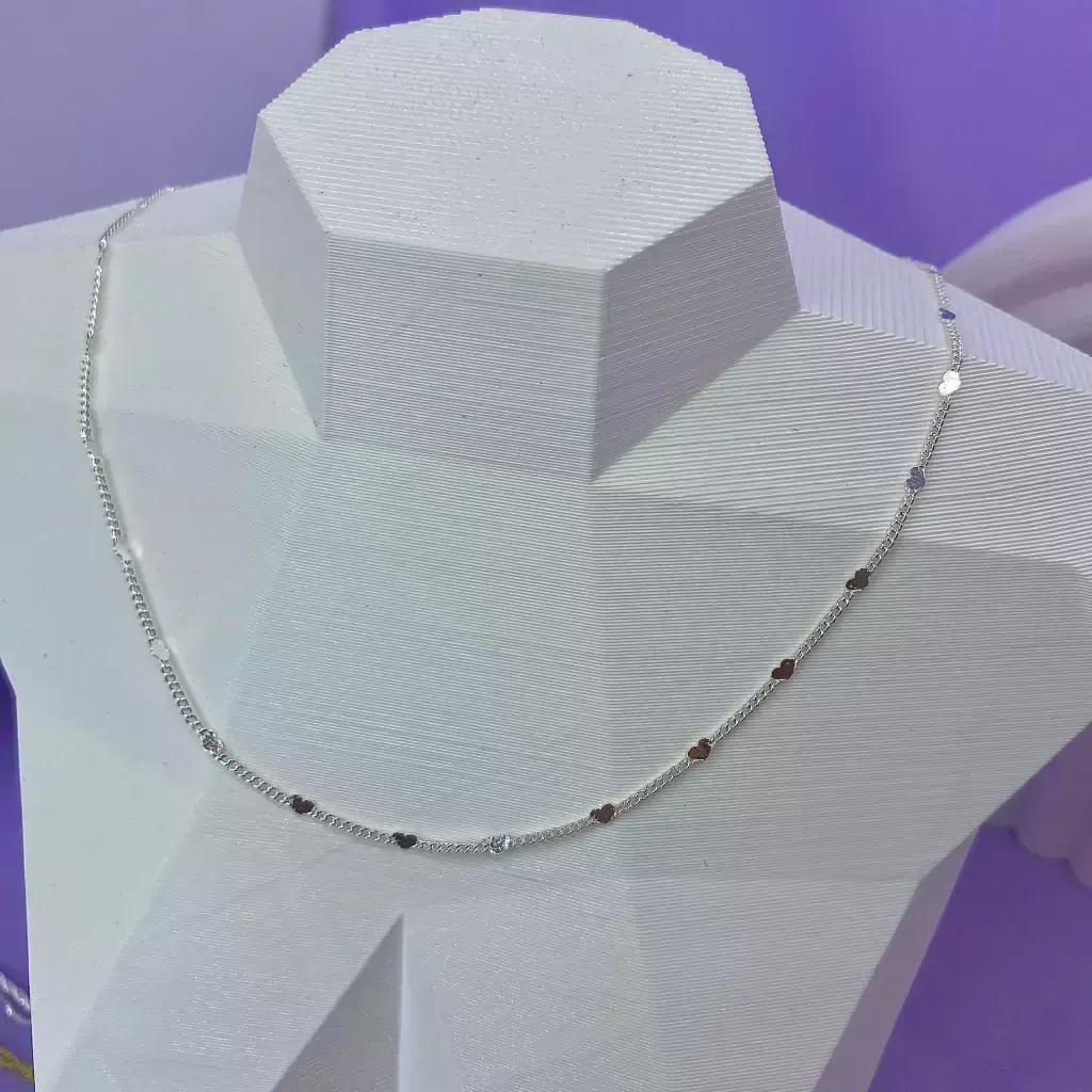 COLAR CORAÇÕES DIAMANTADOS 70CM  CP1117